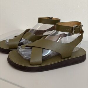 Madewell The Natasha Boho Hippie Gladiator Flatform Sandal Olive Green Sz 9